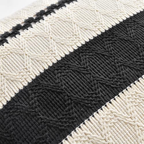 Fancy Homi Set of 1 Boho Black Decorative Throw Pillow Cover 22x22 Inch - Image 4