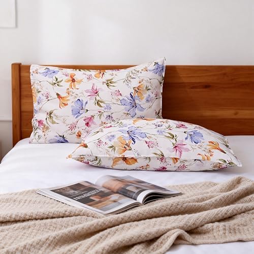 CHUFFED 100% French Linen Pillow Cases Pastel Bloom Print, Farmhouse Floral - Image 6