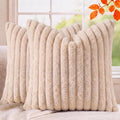 Set of 2 Decorative Throw Pillow Covers 18x18, Faux Fur Apricot by MEGAYESHome