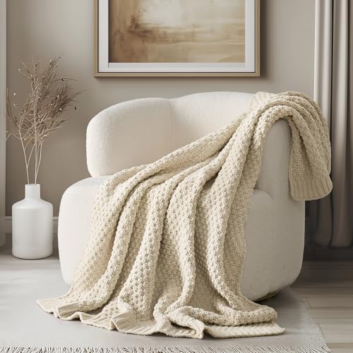 EVERGRACEHOME Chunky Chenille Knit Throw Blanket, 50 x 60 by EVERGRACE