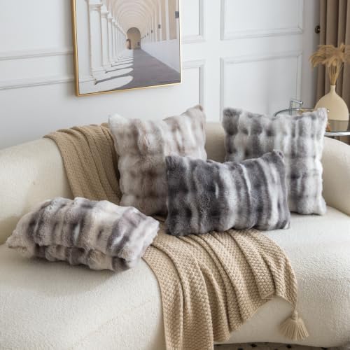 MADIZZ Pack of 2 Thick Plush Faux Wool Throw Pillow Covers Soft Boho Throw - Image 5