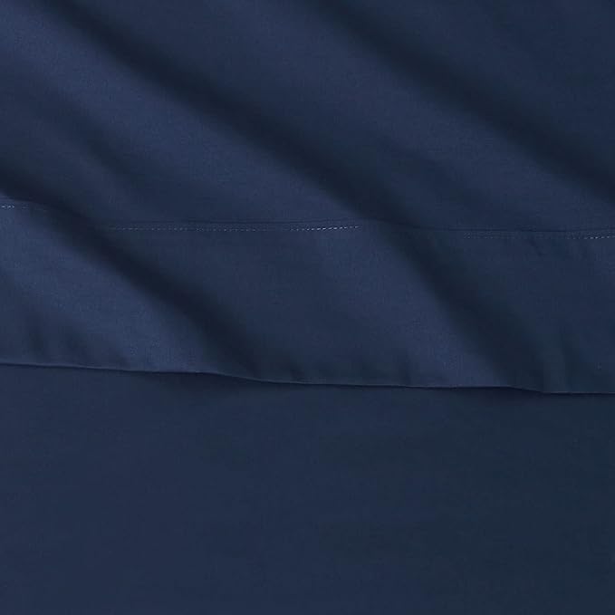 Amazon Basics Lightweight Super Soft Easy Care Breathable Microfiber 4 Piece Bed Sheet Set with 14-Inch Deep Pockets, King, Navy Blue, Solid