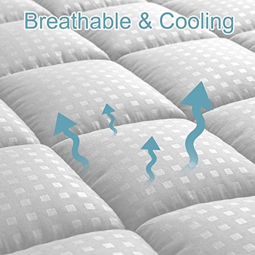 HYLEORY Queen Mattress Pad Quilted Fitted Mattress Protector Cooling Pillow Top - Image 2