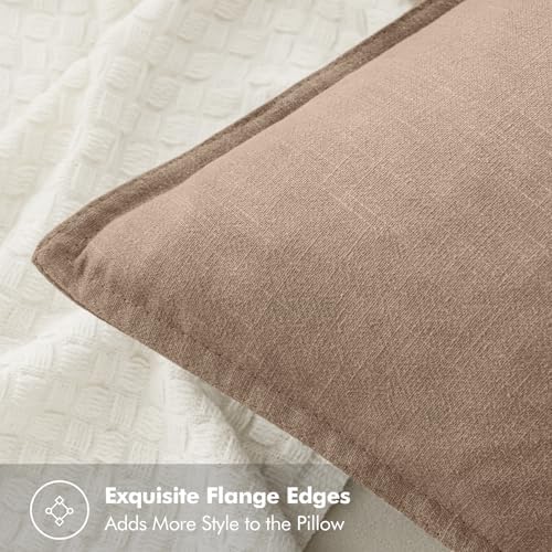 MIULEE Decorative Linen Pillow Covers 20x20 Inch Camel - Image 2