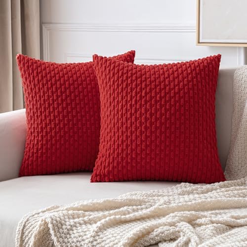MIULEE Christmas Euro Sham Decorative Throw Pillow Covers 24x24 Red Textured by MIULEE