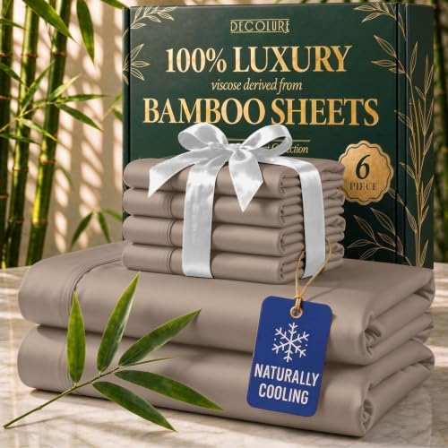 DECOLURE 100% Viscose Derived from Bamboo Sheets, Luxury 6 Pc Set by DECOLURE