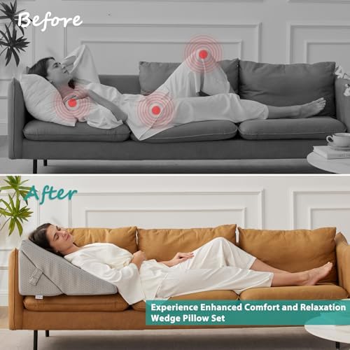 Bedluxe Wedge Pillow for Sleeping, Adjustable 9&12 Inch Foldable Bed Wedge - Image 5
