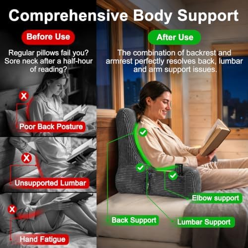 Reading Pillow for Bed Sitting Up, Back Support Pillow - Image 2