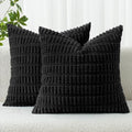 MIULEE Corduroy Decorative Throw Pillow Covers 20x20 Black Pack of 2 by MIULEE