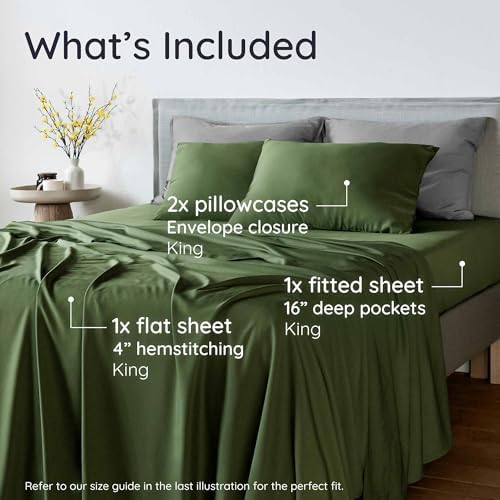 Bambaw 100% Viscose Derived from Bamboo Sheets King Size Set – 4pcs Cooling - Image 2