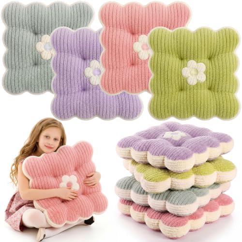 Reginary 4 Pcs Flower Pillow Flowers Shaped Throw Pillows Cute Flower Seating by Reginary