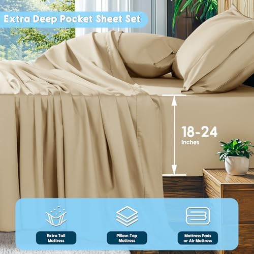 SONORO KATE 1000 Series 100% Egyptian Cotton King Sheets, Extra Deep Pocket - Image 2