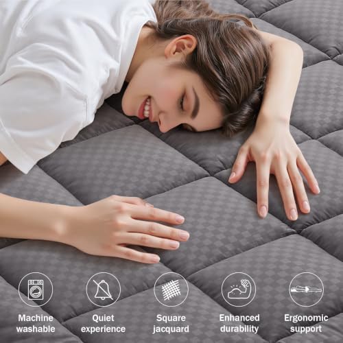 OLANLY California King Quilted Fitted Mattress Pad, Dark Grey - Image 2