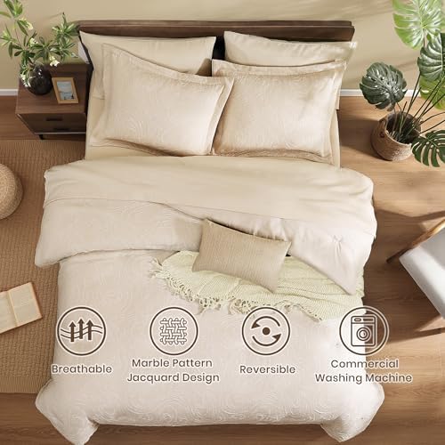 Monbix King Size Comforter Set 7 Pieces Birch Marble Bed in a Bag - Image 2