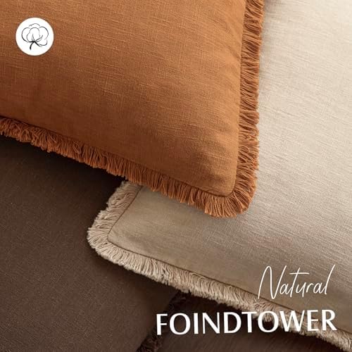 Foindtower Decorative Linen Fringe Throw Pillow Covers 20×20 Inch - Image 4