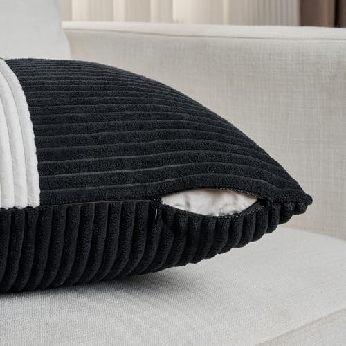 Fancy Homi Set of 2 Black White Decorative Throw Pillow Covers 16x16 Inch - Image 4