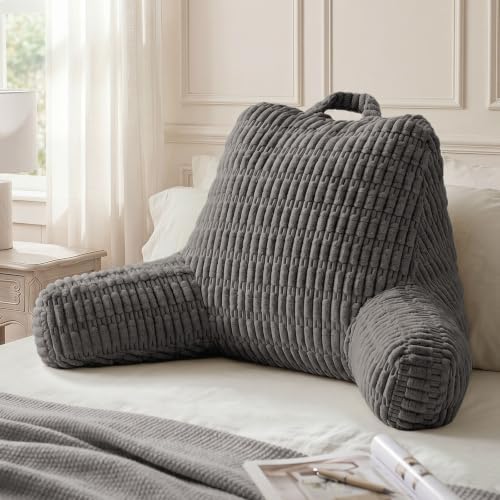 Blissful Diary Reading Pillow for Bed, Back Pillow Sitting Up, Dark Gray by BlissfulDiary