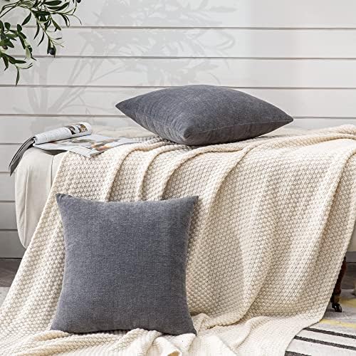 GAWAMAY Gray Chenille Throw Pillow Covers 24x24 Set of 2 - Image 5
