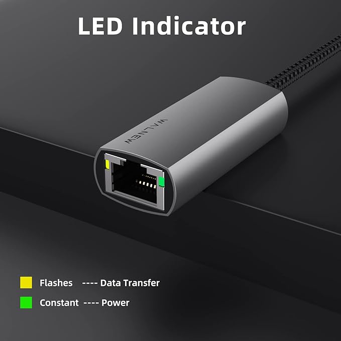 USB-C to Ethernet Adapter, WALNEW USBC to RJ45 LAN Adapter, Gigabit Cat Network Cable Converter to Type C Thunderbolt 3 for Mac,MacBook Pro/Air,Samsung Galaxy Tab (Ethernet Port, 2-Pack USB-C)