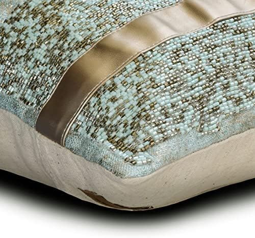 The HomeCentric Decorative Blue 12"x14" Lumbar Pillow Cover, Jacquard Beaded & - Image 2