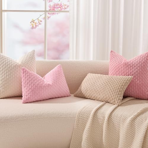 Kevin Textile Soft Corduroy 12"x24" Lumbar Pillow Cover 1 Pack, Dark Pink - Image 6
