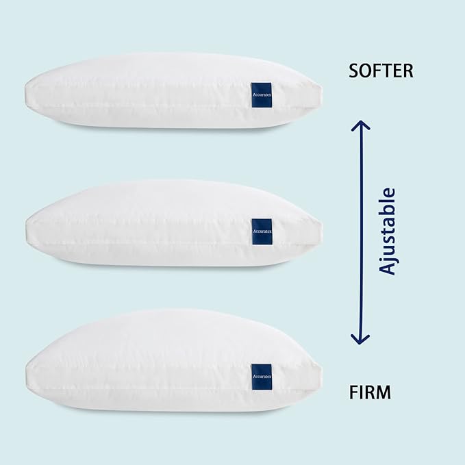 ACCURATEX Pillows Queen Size Set of 2, Hybrid Shredded Memory Foam Pillow[Adjustable Loft], Fluffy Down Alternative Fill Removable Cotton Cover, Firm Supportive Pillow for Side Back Sleepers