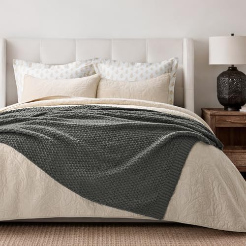 EVERGRACEHOME Chunky Chenille Knit Throw Blanket, 50 x 60, Charcoal Gray - Image 2