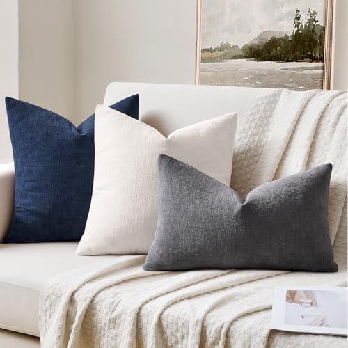 MIULEE Grey Chenille Couch Throw Pillow Covers - Image 2