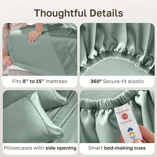 California Design Den Soft 100% Cotton Sateen Split King Sheet Set - Image 6