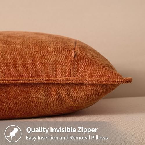 Allorry Throw Pillow Covers 18x18 Orange Chenille Solid Home DecorSY014H18 - Image 2