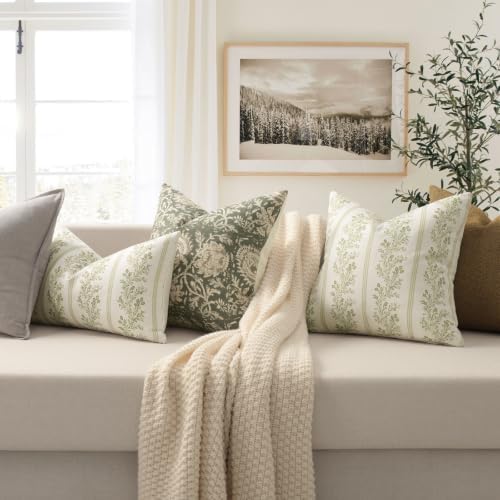 Vintage Throw Pillow Covers 24x24 Set of 2, Striped Floral Pillow Cover - Image 4