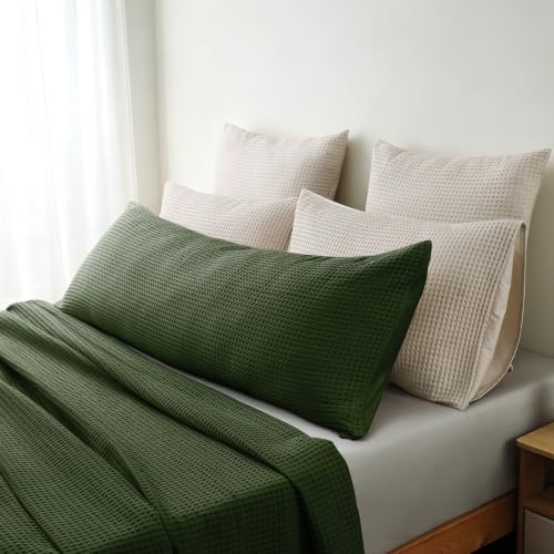 100% Cotton Waffle Weave Body Pillowcase 1 Pack by ShunjieHome