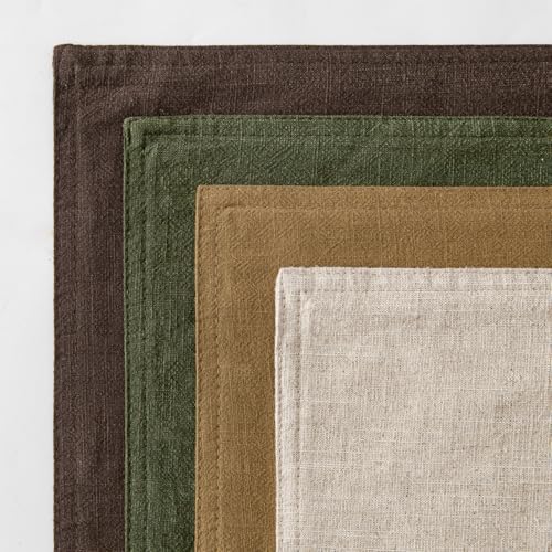 MIULEE Neutral Green/Brown Boho Linen Pillow Covers 18x18 Inch Pack of 4 - Image 6