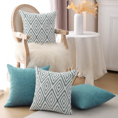 HPUK Throw Pillow Covers 18x18, Aqua Blue Couch Pillow Covers - Image 3