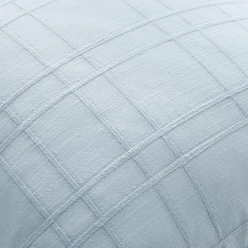 MIULEE Linen Plaid Pillow Covers Decorative Euro 24x24 Coastal Blue - Image 2