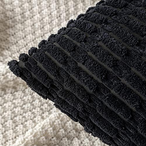 MIULEE Corduroy Decorative Throw Pillow Covers 20x20 Black Pack of 2 - Image 5