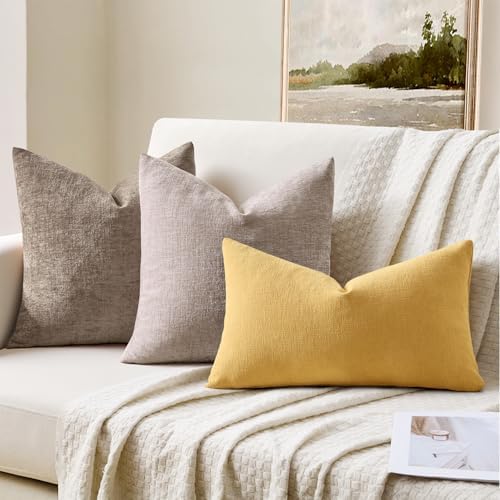 MIULEE Gold Chenille Couch Lumbar Throw Pillow Covers - Image 7