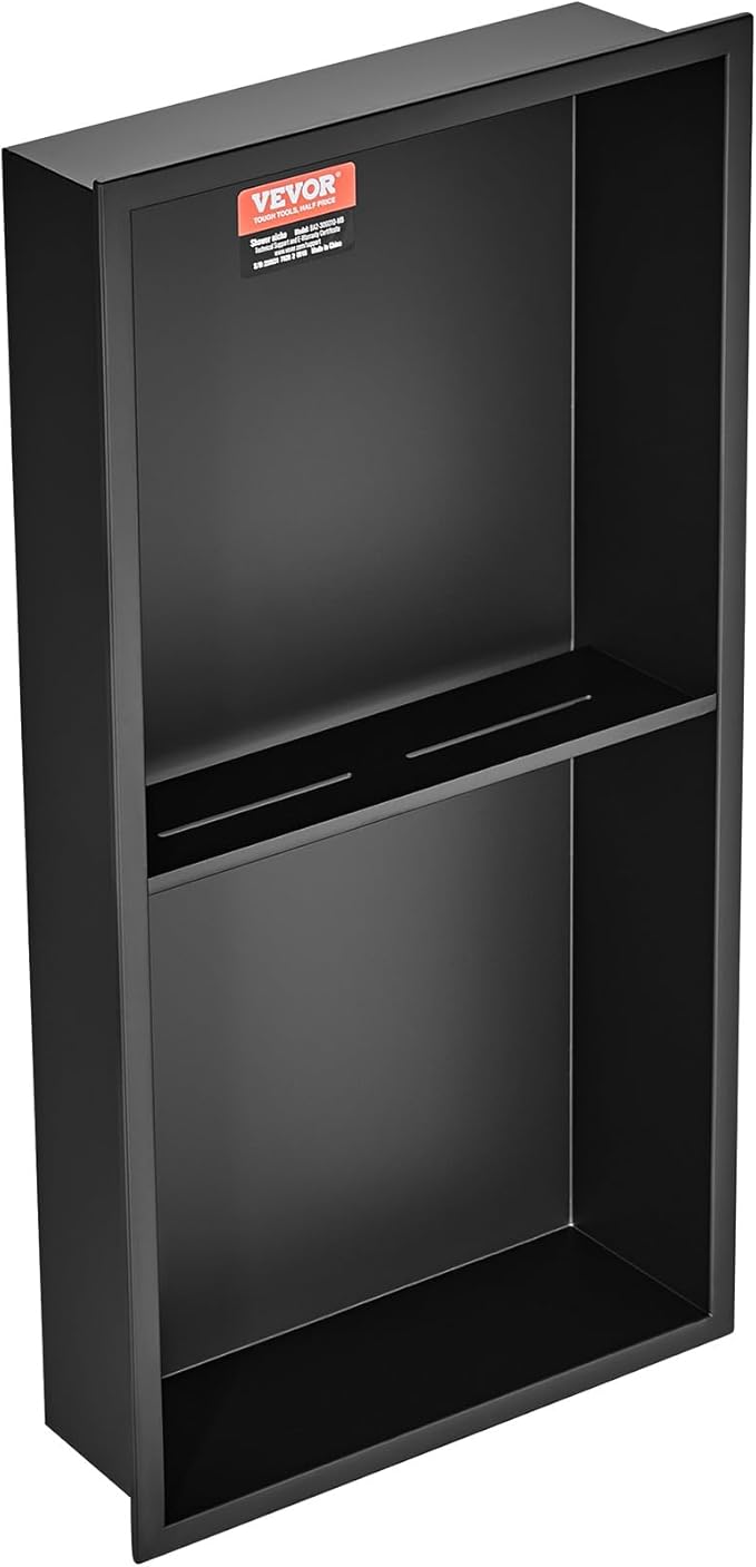 VEVOR 13"x25" Shower Niche No Tile Needed 304 Stainless Steel, Recessed Shower Niche Shelf for Bathroom Storage, Brushed Nickel