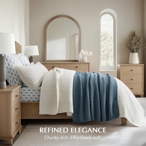 EVERGRACEHOME Chunky Chenille Knit Throw Blanket, 50 x 60, Stormy Blue - Image 2