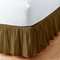 Taupe Solid Ruffled Bed Skirt Short Queen-21 Inch Drop Split Corner, Microfiber Bedskirt with Platform Three Sided Coverage