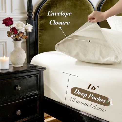 SONORO KATE 100% French Linen Twin Size Sheets Set, Natural Flax Bedding - Image 6