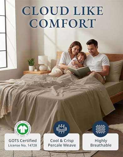 LANE LINEN Eco Friendly 100% Organic Cotton Sheets Queen Size, Naturally - Image 2