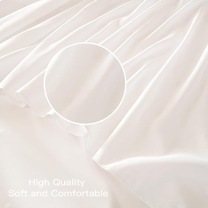 TSUTOMI Bed Skirt Full Size Ruffled Bed Skirt with Split Corners, 22 Inch Drop Dust Ruffle Bed Skirts with Platform, Gathered Style, 100% Microfiber, White