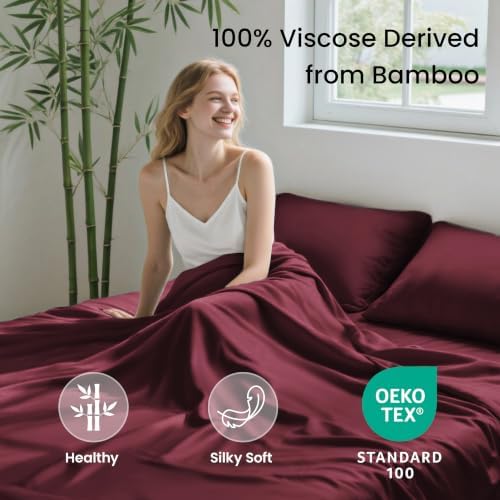 Love's cabin 4 Piece Queen Sheet Set, 100% Rayon Derived from Bamboo, Cooling & - Image 2