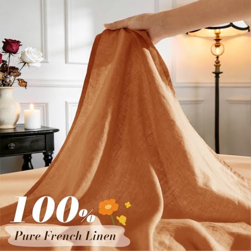 SONORO KATE 100% French Linen Queen Size Sheets Set, Natural Flax Bedding - Image 2
