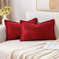 MIULEE Decorative Lumbar Throw Pillow Covers 12x20 Inch Red 2 Pack by MIULEE