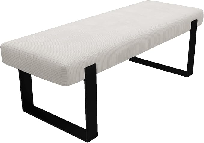 VANT Upholstered Bed Bench - Ribbed Stone - Matte Black - Contemporary Modern, Bedroom Bench Seat, Hallway, or Entryway