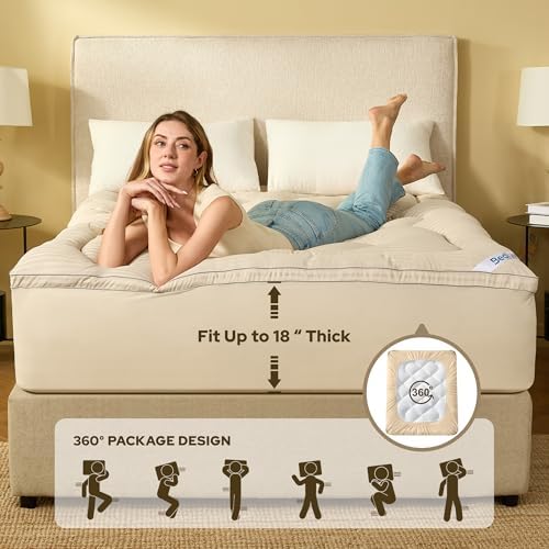 BEDLORE King Mattress Topper, Thick Pillow Top Bed Cover Soft Mattress Pad - Image 4
