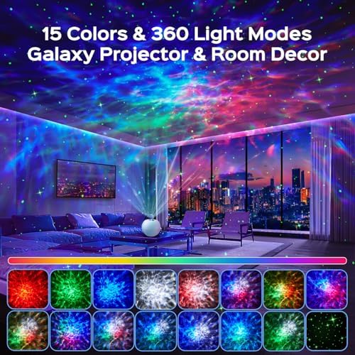 One Fire Galaxy Projector,15 Colors,Gifts for Girls&Women&Boys,White Noise - Image 2