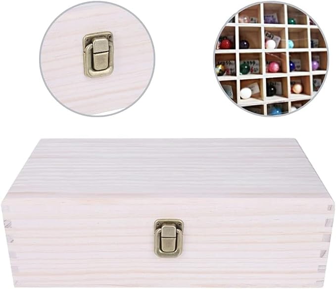 Essential Oil Storage Box Wooden Essential Oils Display Organizer 32 Slots Stand Holder for 5 to 15 ml Bottles Nail Polish Collectionl Bottles Nail Polish Collection.